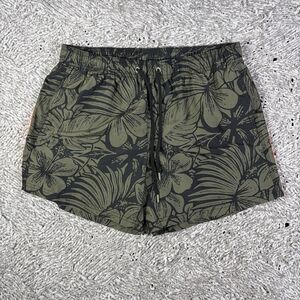 Sundek Swim Trunks Mens Medium Floral Green Lined Summer Beach Drawstring Surf